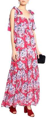 Claudie Pierlot Rosace Lace-Paneled Floral-Print Chiffon Maxi Dress