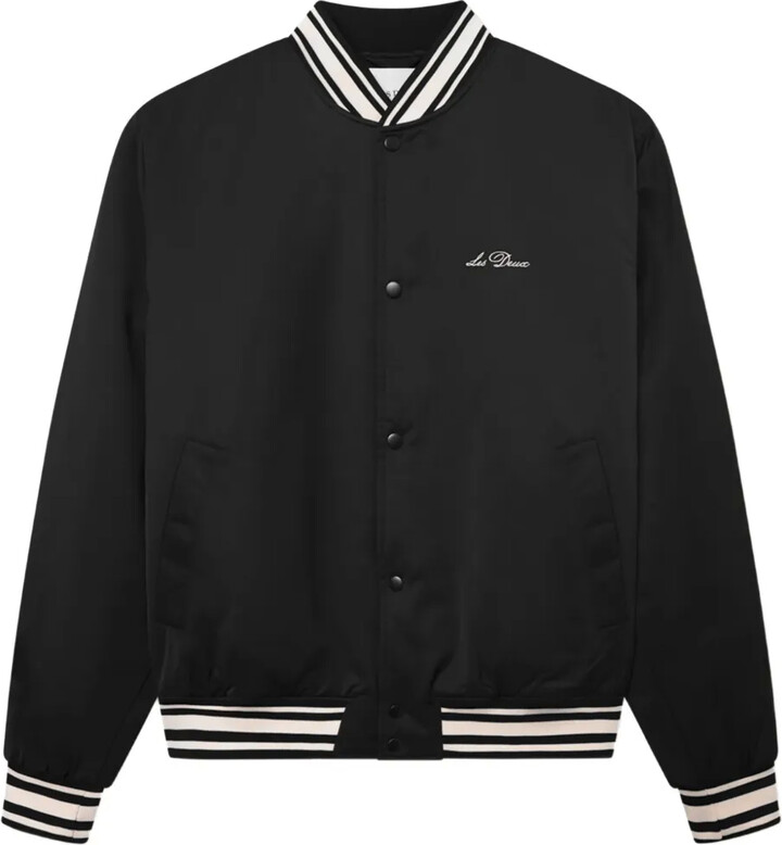 Les Deux Embroidered Satin Bomber Jacket