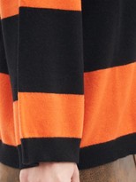 Thumbnail for your product : Ganni Crystal-button Striped Polo Cashmere Sweater - Black Orange