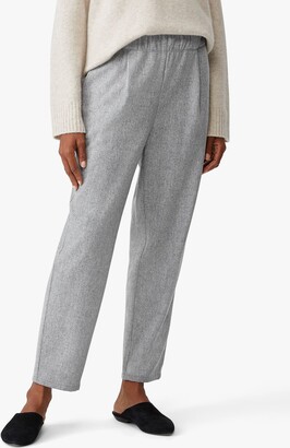 Eileen Fisher Plain Tapered Ankle Wool Trousers, Moon Grey
