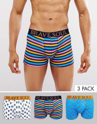 Brave Soul 3 Pack Balloon Print Boxers