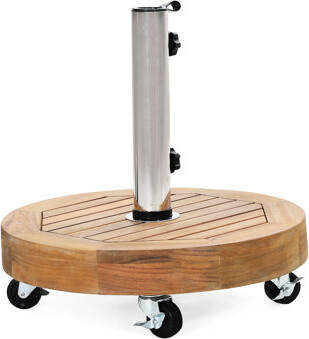 Latitude Run Heavy Umbrella Base With Wood Stainless Steel Tube And Concrete 1.57/1.77 Inch Pole Compatible Look 30 Lbs Stand Tube  17.67\