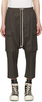 Rick Owens Grey Cropped Drawstring Cargo Trousers
