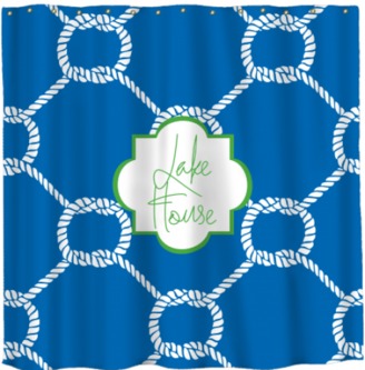 The Well Appointed House Personalized Shower Curtain with Nautical Rope Pattern