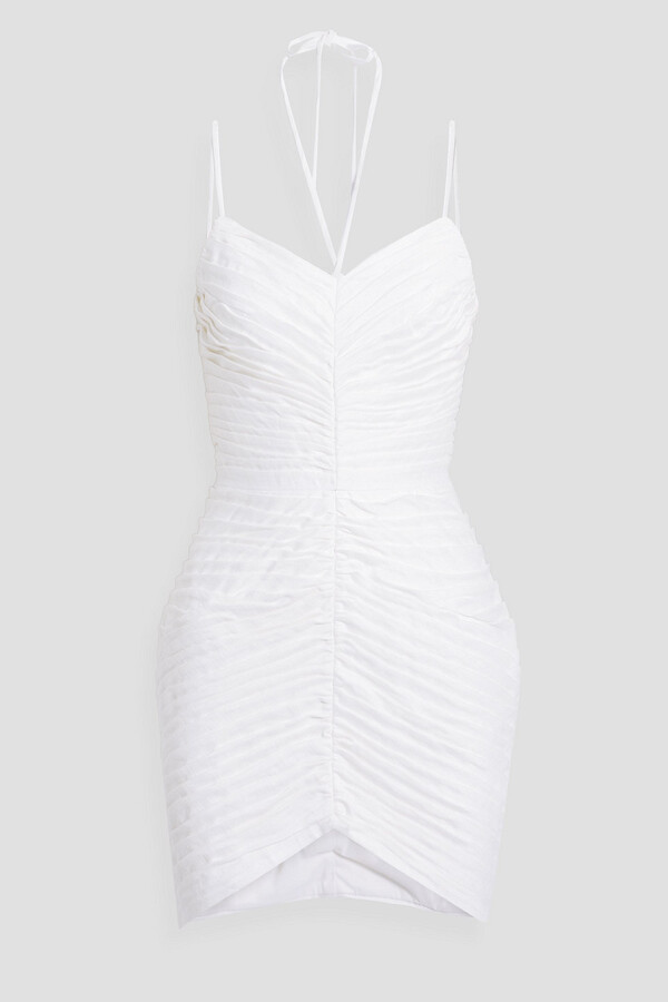 Rasario Pleated linen-blend mini dress