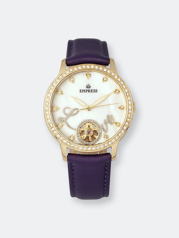 Empress Watches Empress Quinn Automatic MOP SemiSkeleton Dial Leather