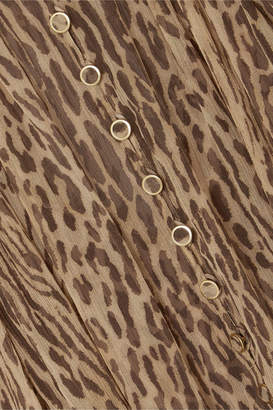 Zimmermann Espionage Pussy-bow Leopard-print Silk-georgette Mini Dress - Brown