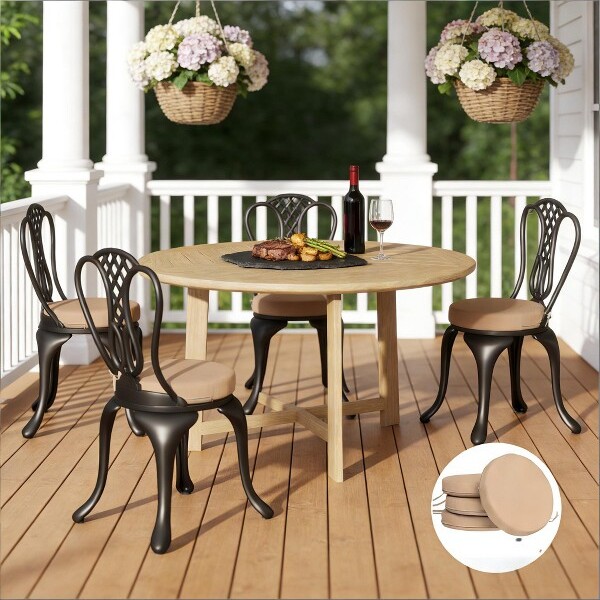 Moda Furnishings ModaFurnishingsAsetof4roundseatcushions/chairpadsinkhakicolor