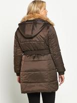 Thumbnail for your product : So Fabulous! So Fabulous Faux Fur Collar Belted Padded Longline Coat