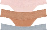 Thumbnail for your product : Natori Bliss 3-Pack Perfection Lace Trim Thongs