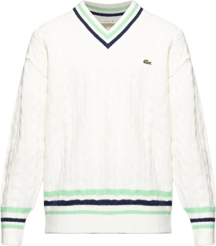 Lacoste V-neck cable-knit jumper
