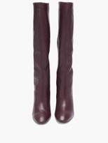 Thumbnail for your product : Aquazzura Boogie 85 Block-heel Leather Knee-high Boots - Burgundy