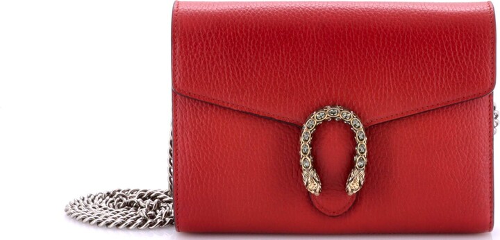 GUCCI Dionysus Chain Wallet Leather with Embellished Detail Small