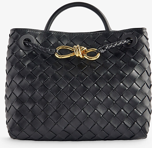 Bottega Veneta Womens Black-M Brass-Black Andiamo Small Leather Tote Bag