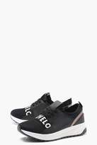 Thumbnail for your product : boohoo Love Slogan Strap Trainers