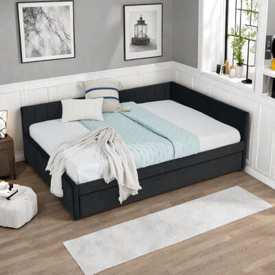 Upholstered Daybed With Trundle And Comfortable Backrest