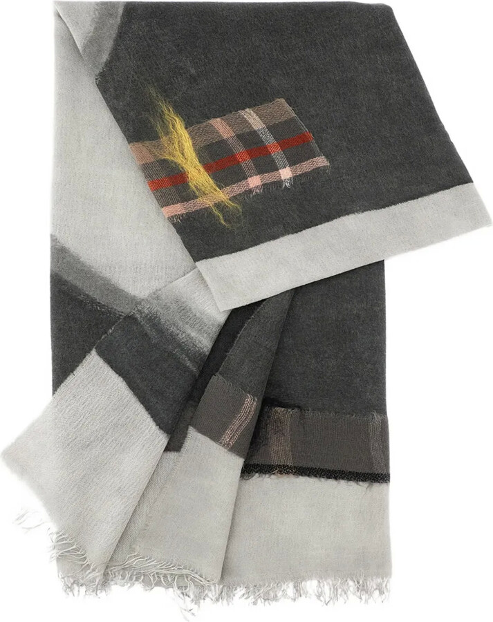 Exquisite J Patchwork Fringed Scarf