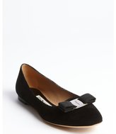 Thumbnail for your product : Ferragamo black suede silver toned charm bow flats