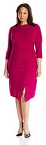 Thumbnail for your product : London Times Women's Plus-Size 3/4 Sleeve Jersey Sheath Dress with Ruched Sides