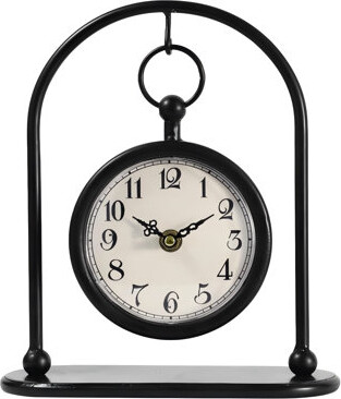 Ophelia & Co. Vintage Metal Table Clock Farmhouse Table Clock Small Black Silent Non-Ticking Battery Operated Desk And Shelf Clocks For Home Kitchen Living Room B