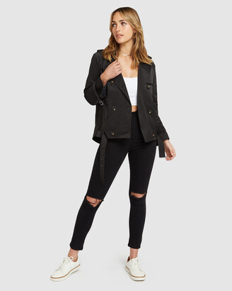 Belle & Bloom Women's Black Coats - Cool Nights Cropped Trench Coat - Size One Size, S at The Iconic
