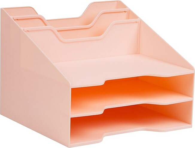 Mind Reader 5-Compartment Plastic Desk Tray, Pink (ANCHBOX5-PNK)