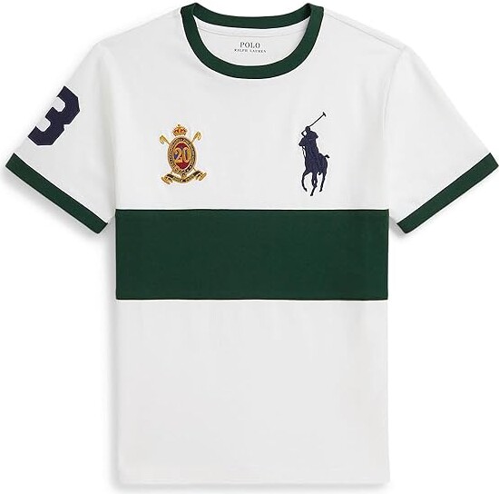 Polo Ralph Lauren Kids Big Pony 20th Anniversary Crest T-Shirts (Big Kid) Boy's T Shirt White/Vintage Pine : SM (8 Big Kid), Cotton