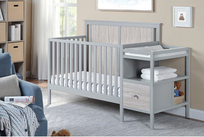 Connelly 4-In-1 Convertible Crib and Changing Table Combo with Reversible Crib Headboard Panel
