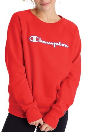 women's champion applique fleece crewneck sweatshirt