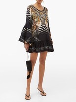 Thumbnail for your product : Camilla Lost Paradise-print Bell-sleeve Silk-crepe Dress - Black Multi