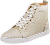 Thumbnail for your product : Christian Louboutin Bip Bip Glittered Fabric High-Top Sneaker, White