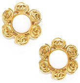 Thumbnail for your product : Chanel Pre-Owned White Stone Gold CC Clip On Earrings