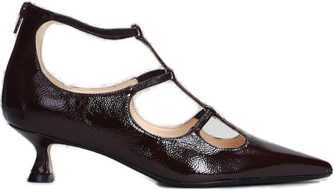 ANNA F. Pointed-Toe Cut-Out Detailed Pumps