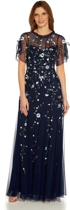 Adrianna Papell Beaded Long Boho Gown