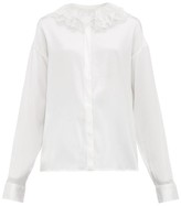 Thumbnail for your product : ÀCHEVAL PAMPA Pico Lace-collar Silk-blend Satin Blouse - White