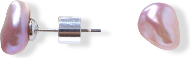 Ninemoo Silver / Pink Blush Keshi Pearl Stud Earrings