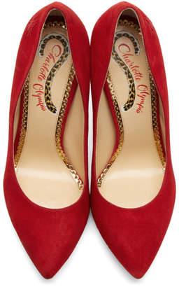 Charlotte Olympia Red Suede Bacall Heels