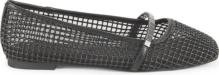 Cache Mesh Leather Ballet Flats