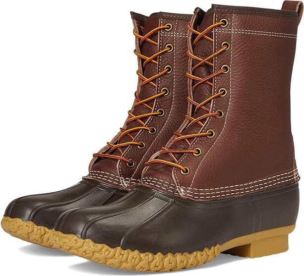 L.L. Bean 10 Bean Boots Shearling Lined Insulated Tumbled Leather Men's Boots Maple/Brown : 7 D - Medium
