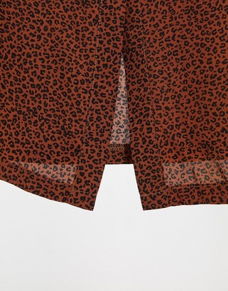 Daisy Street Plus midi skirt in ditsy leopard print