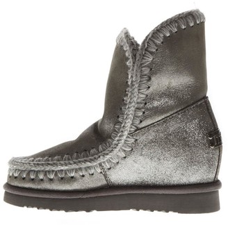 Mou Eskimo Light Silver Wool & Leather Boots