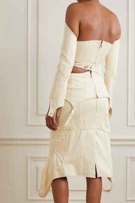 Acne Studios Off-the-shoulder Cutout Cotton-twill Midi Dress - White