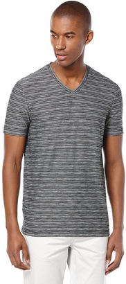 Perry Ellis Short Sleeve Stripe V-Neck Shirt