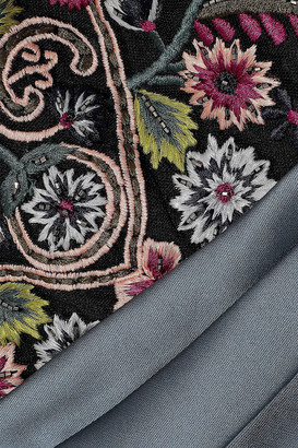 Marchesa Notte Notte Embellished Tulle-paneled Pleated Duchesse-satin Dress