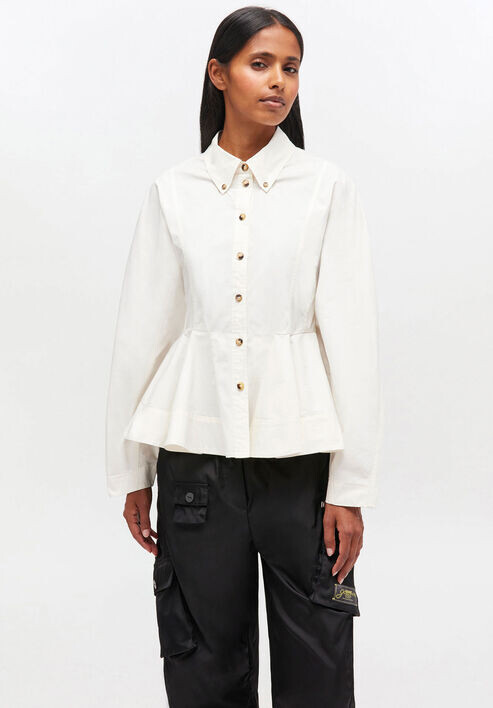 Ganni Ivory Peplum Shirt