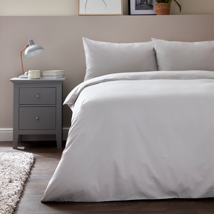Dunelm Silver Plain Dye Duvet Cover and Pillowcase Set Silver ShopStyle