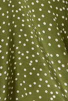 Thumbnail for your product : Adriana Degreas Millie Punti Polka-dot Silk Crepe De Chine Wide-leg Pants - Green