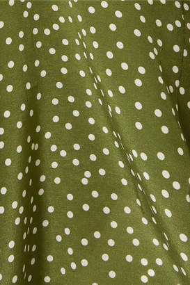 Adriana Degreas Millie Punti Polka-dot Silk Crepe De Chine Wide-leg Pants - Green