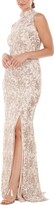 Thumbnail for your product : JS Collections Women's Embroidered Mock-Neck Sequined Gown
