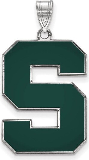 Black Bow Jewelry Co. BlackBowJewelrySterlingSilverMichiganStateSpartansNCAAFullEnameledExtraLargeSLogoPendant